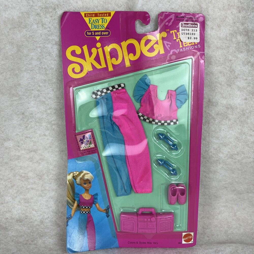 NIP MATTEL Barbie 1992 Skipper Trendy Teen Work Out Set Clothes #663